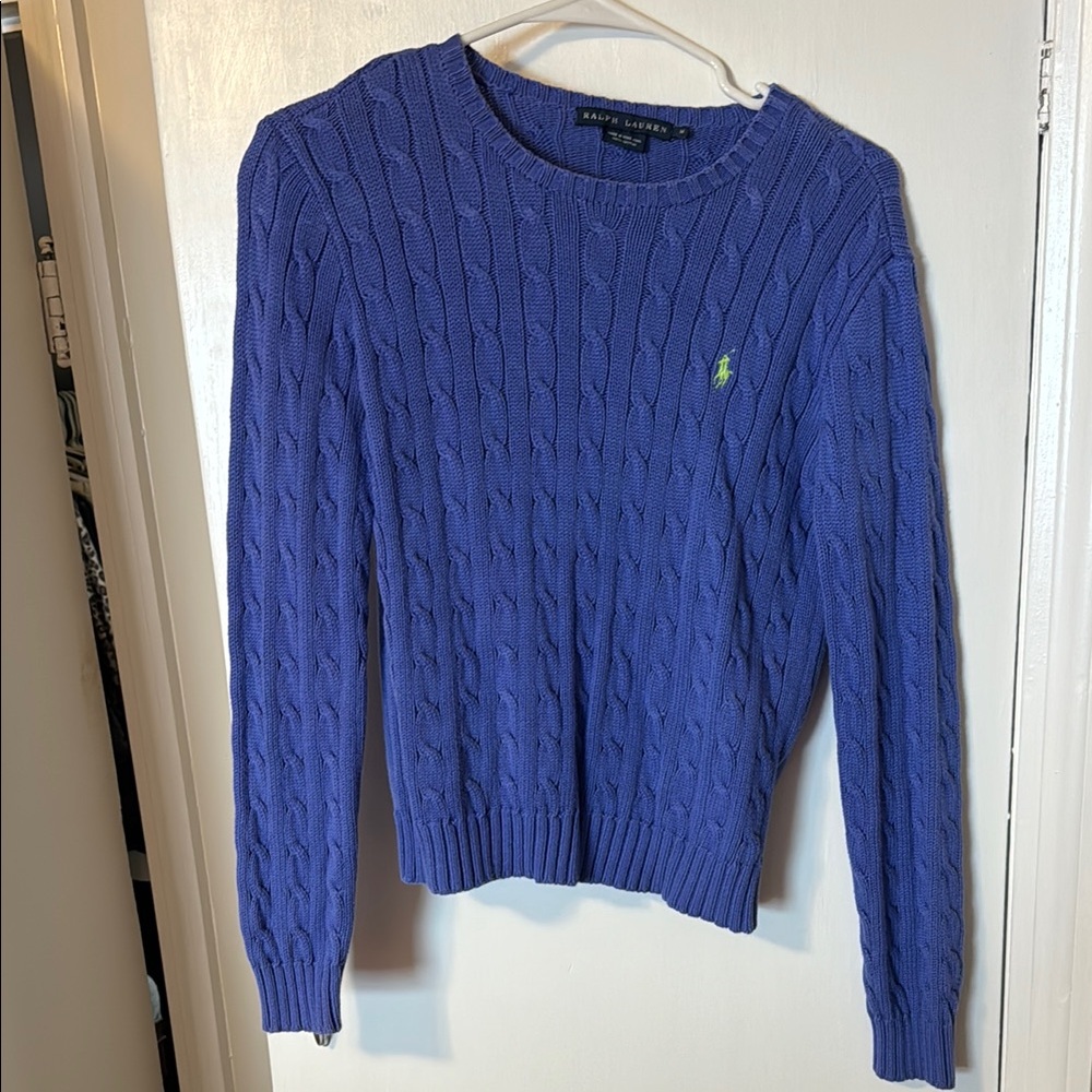 Ralph Lauren Women's Blue Cable Knit Sweater